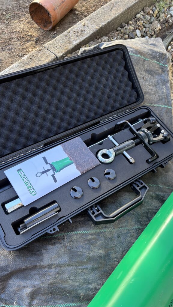 Excalirohr verpackt in Koffer